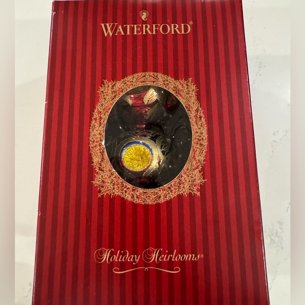 Waterford Triple Peacock Ornament, Holiday Heirlooms New in Box - Picture 2 of 4